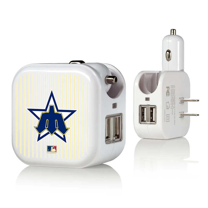 Seattle Mariners Pinstripe Cooperstown Design 2-in-1 USB Charger