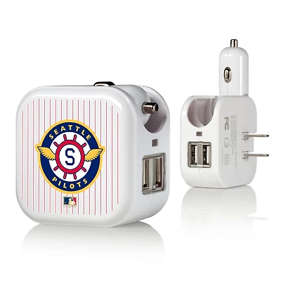 Seattle Pilots 2-in-1 Pinstripe Cooperstown Design USB Charger