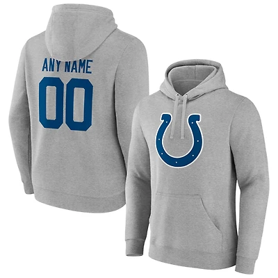 Men's Heathered Gray Indianapolis Colts Team Authentic Custom Pullover Hoodie