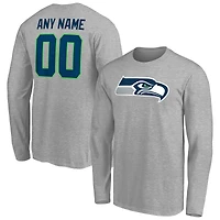 Men's Gray Seattle Seahawks Team Authentic Custom Long Sleeve T-Shirt