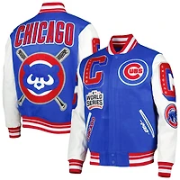 Men's Pro Standard Royal Chicago Cubs Mash Up Logo Varsity Full-Zip Jacket