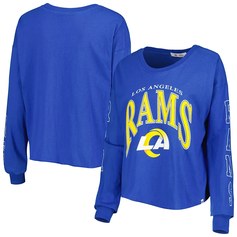 Women's '47 Royal Los Angeles Rams Skyler Parkway Cropped Long Sleeve T-Shirt