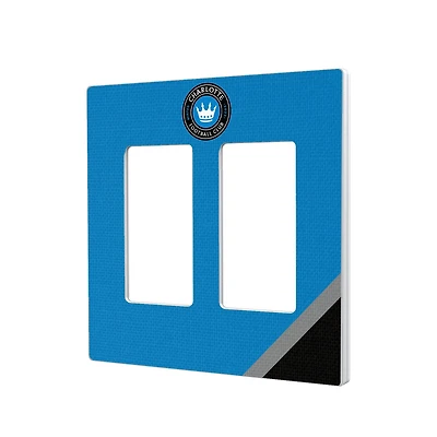 Charlotte FC Diagonal Stripe Design Double Rocker Lightswitch Plate