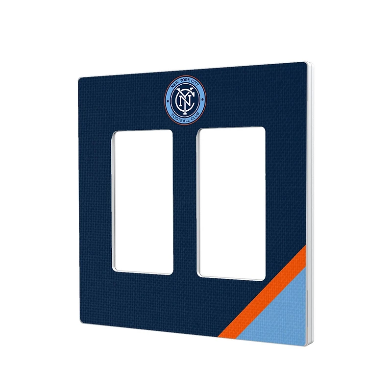 New York City FC Diagonal Stripe Design Double Rocker Lightswitch Plate