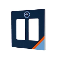 New York City FC Diagonal Stripe Design Double Rocker Lightswitch Plate