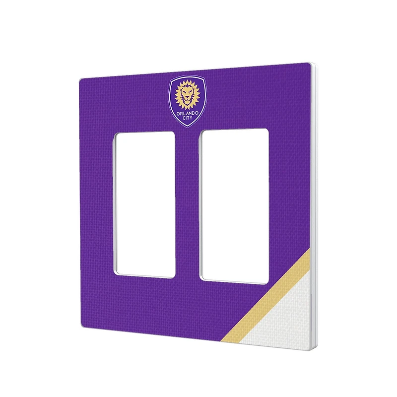 Orlando City SC Diagonal Stripe Design Double Rocker Lightswitch Plate