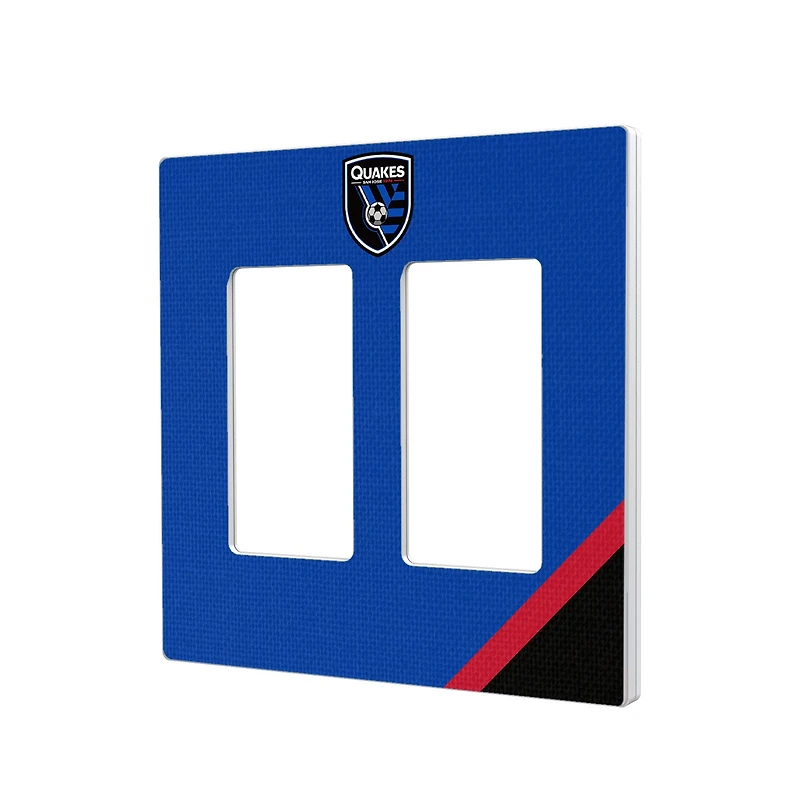 San Jose Earthquakes Diagonal Stripe Design Double Rocker Lightswitch Plate