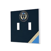 Philadelphia Union Diagonal Stripe Design Double Toggle Lightswitch Plate