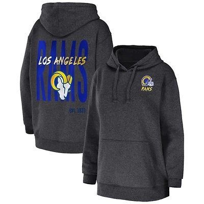 Women's WEAR by Erin Andrews Heather Charcoal Los Angeles Rams Fleece Pullover Hoodie