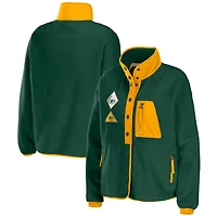 Women's WEAR by Erin Andrews Green Green Bay Packers Polar Fleece Raglan Full-Snap Jacket
