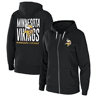 Women's WEAR by Erin Andrews Black Minnesota Vikings Sponge Fleece Full-Zip Hoodie