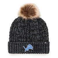 Women's '47 Black Detroit Lions Meeko Cuffed Knit Hat with Pom