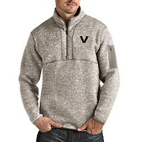 Men's Antigua Oatmeal Vanderbilt Commodores Fortune Quarter-Zip Pullover Jacket