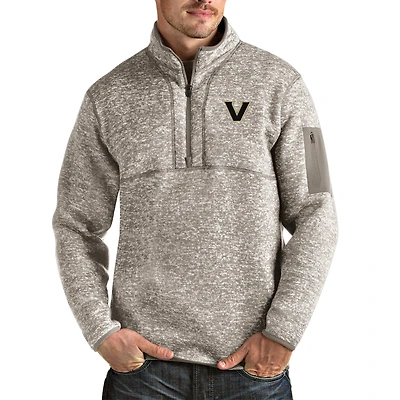 Men's Antigua Oatmeal Vanderbilt Commodores Fortune Quarter-Zip Pullover Jacket