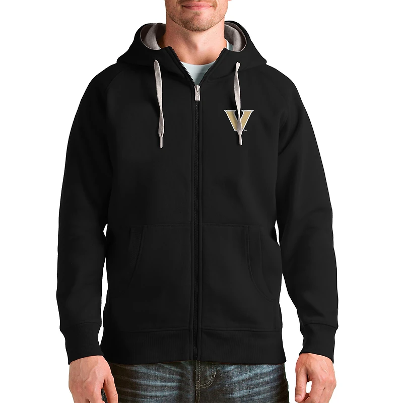 Men's Antigua Black Vanderbilt Commodores Team Victory Full-Zip Hoodie