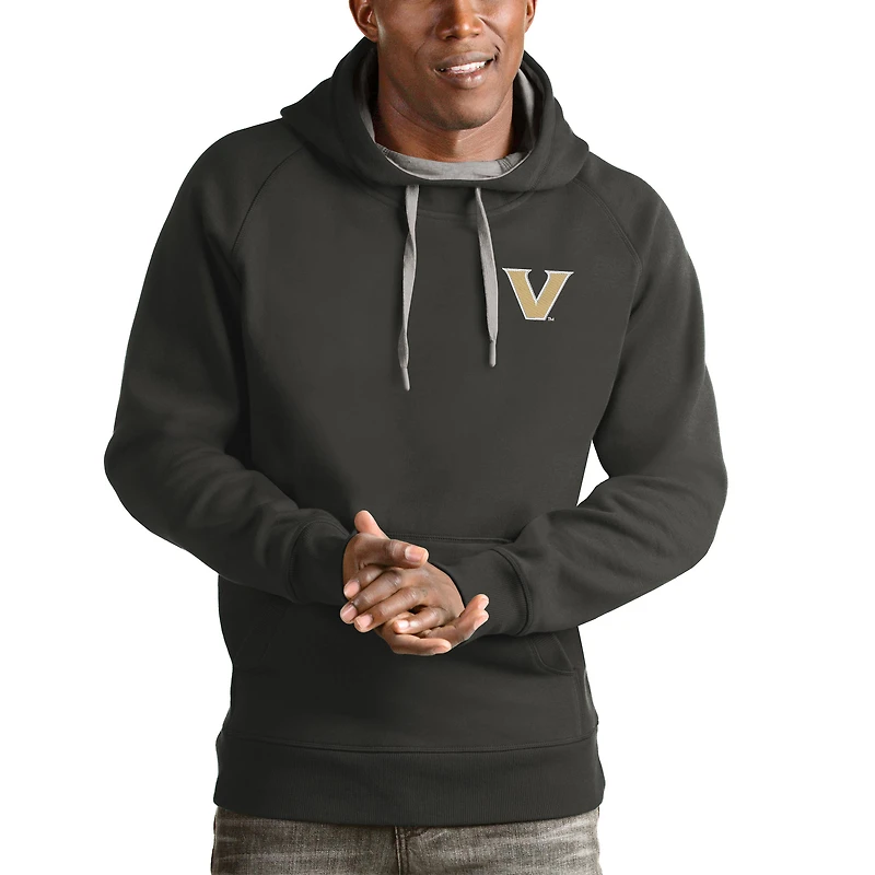 Men's Antigua Charcoal Vanderbilt Commodores Victory Pullover Hoodie