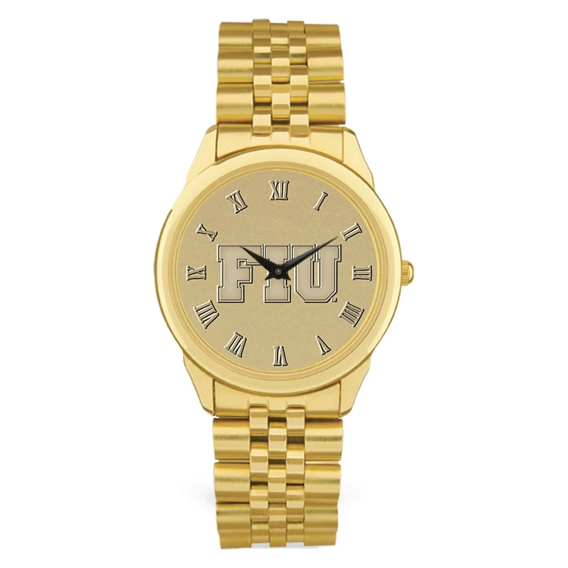 Gold FIU Panthers Medallion Rolled Link Bracelet Wristwatch