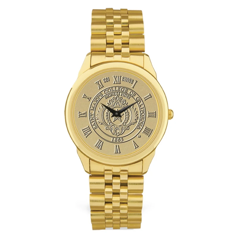 Gold Saint Mary's Gaels Medallion Rolled Link Bracelet Wristwatch