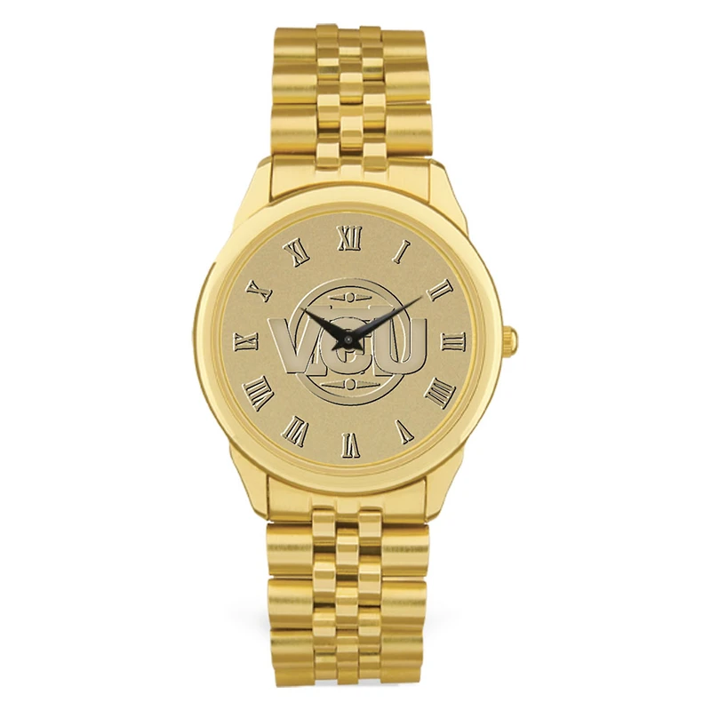 Gold VCU Rams Medallion Rolled Link Bracelet Wristwatch