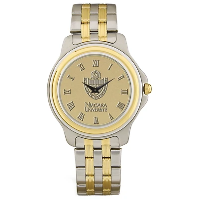 Gold/Silver Niagara University Purple Eagles Two-Tone Medallion Wristwatch