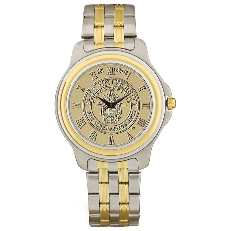 Gold/Silver Pace University Setters Two-Tone Medallion Wristwatch