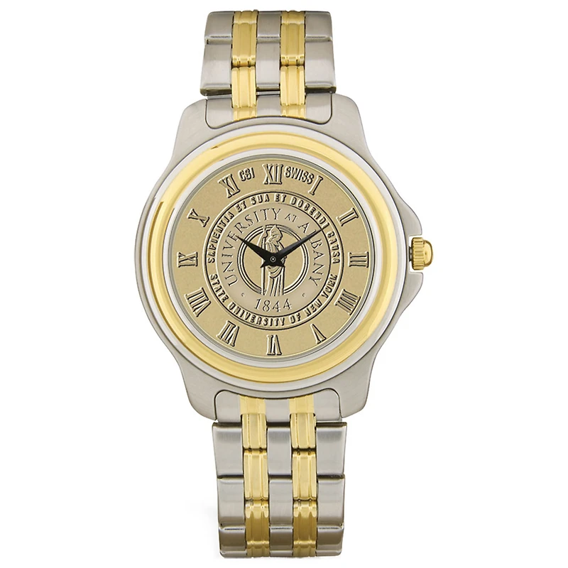 Gold/Silver Albany Great Danes Two-Tone Medallion Wristwatch