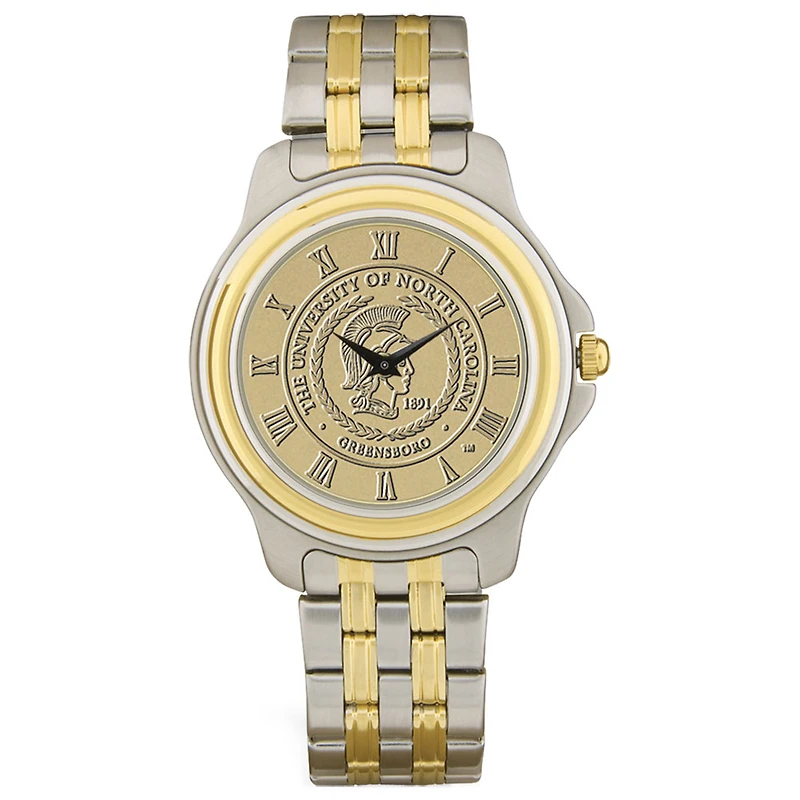 Gold/Silver UNCG Spartans Two-Tone Medallion Wristwatch