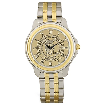 Gold/Silver UNCG Spartans Two-Tone Medallion Wristwatch