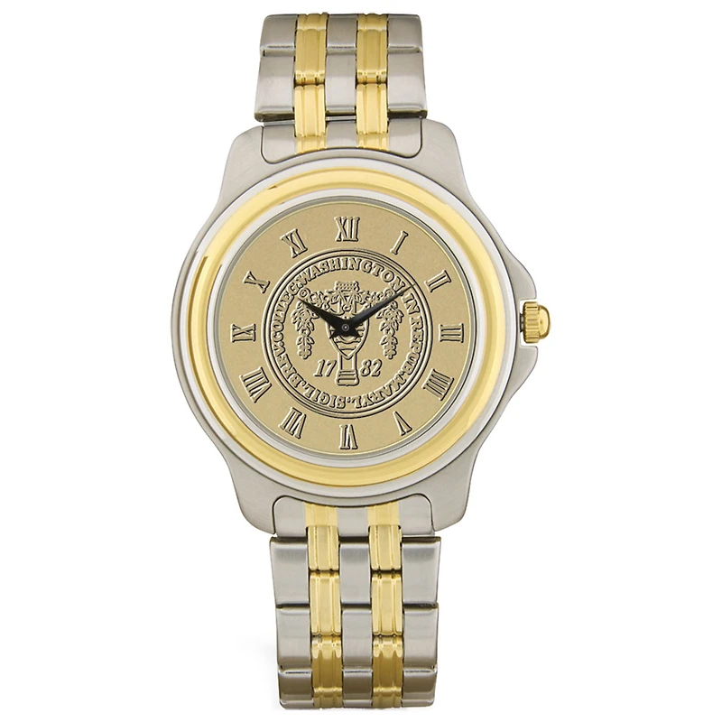 Gold/Silver Washington College Shoremen Two-Tone Medallion Wristwatch