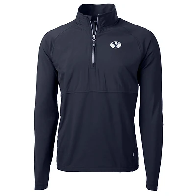 Men's Cutter & Buck Navy BYU Cougars Adapt Eco Knit Hybrid Recycled Quarter-Zip Pullover Top