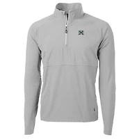 Men's Cutter & Buck Silver Hawaii Warriors Adapt Eco Knit Hybrid Recycled Quarter-Zip Pullover Top