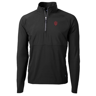 Men's Cutter & Buck Black Indiana Hoosiers Adapt Eco Knit Hybrid Recycled Quarter-Zip Pullover Top