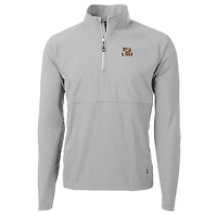 Men's Cutter & Buck Silver LSU Tigers Adapt Eco Knit Hybrid Recycled Quarter-Zip Pullover Top