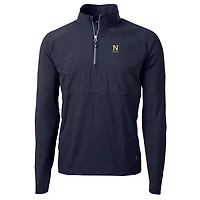 Men's Cutter & Buck Navy Navy Midshipmen Adapt Eco Knit Hybrid Recycled Quarter-Zip Pullover Top