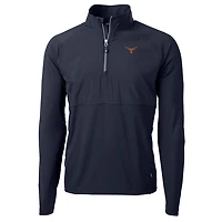 Men's Cutter & Buck Navy Texas Longhorns Adapt Eco Knit Hybrid Recycled Quarter-Zip Pullover Top