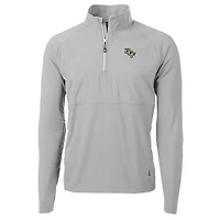 Men's Cutter & Buck Silver UCF Knights Adapt Eco Knit Hybrid Recycled Quarter-Zip Pullover Top