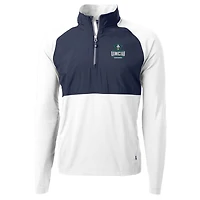 Men's Cutter & Buck White/Navy UNC Wilmington Seahawks Adapt Eco Knit Hybrid Recycled Quarter-Zip Pullover Top