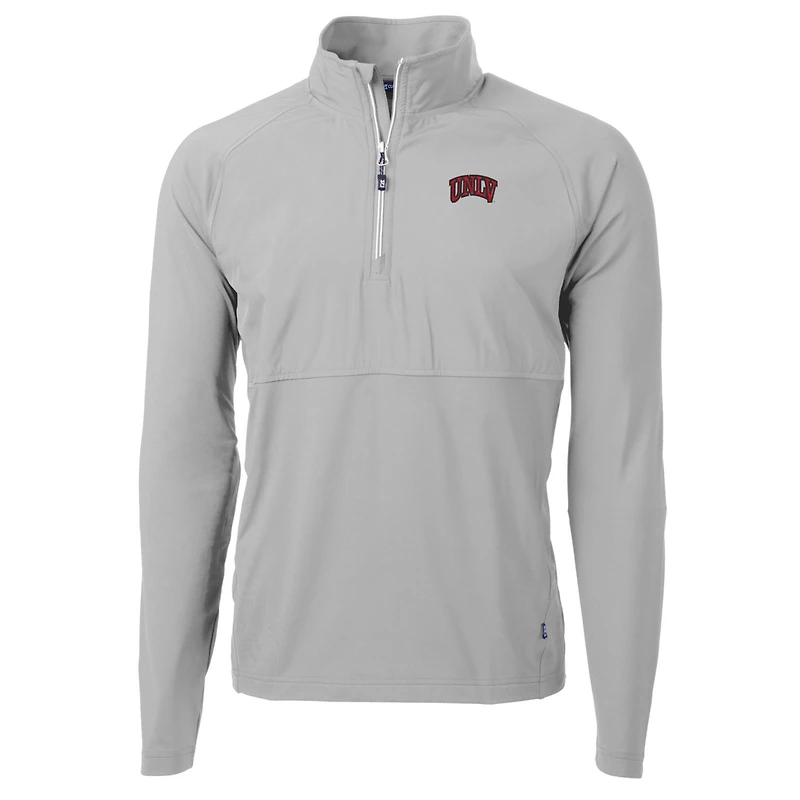 Men's Cutter & Buck Silver UNLV Rebels Adapt Eco Knit Hybrid Recycled Quarter-Zip Pullover Top