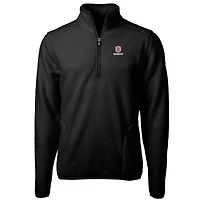Men's Cutter & Buck Black Bradley Braves Team Logo Cascade Eco Sherpa Fleece Quarter-Zip Pullover Jacket