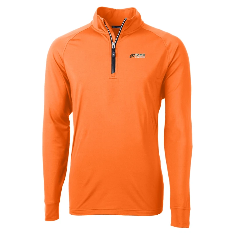 Men's Cutter & Buck Orange Florida A&M Rattlers Adapt Eco Knit Stretch Recycled Quarter-Zip Pullover Top