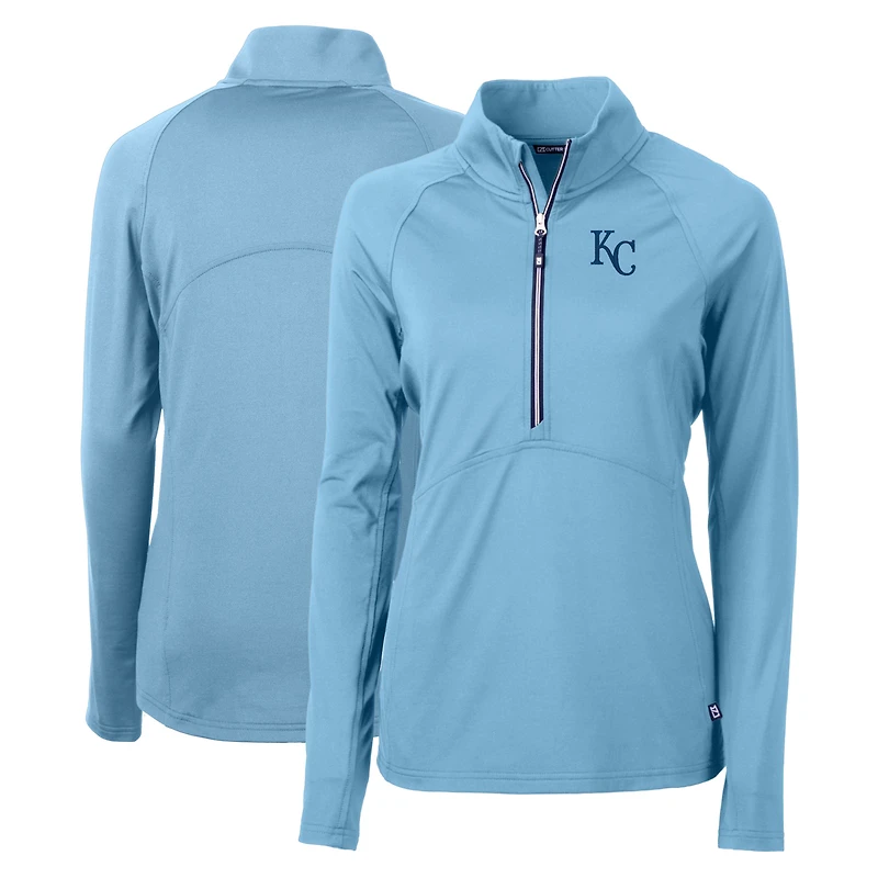 Women's Cutter & Buck Light Blue Kansas City Royals Adapt Eco Knit Stretch Recycled Half-Zip Pullover Top