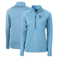 Women's Cutter & Buck Light Blue Kansas City Royals Adapt Eco Knit Stretch Recycled Half-Zip Pullover Top