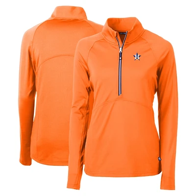 Women's Cutter & Buck Orange Houston Astros Adapt Eco Knit Stretch Recycled Half-Zip Pullover Top