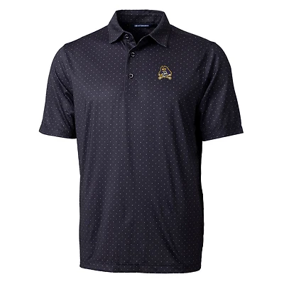 Men's Cutter & Buck Black ECU Pirates Pike Double Dot Print Stretch Polo
