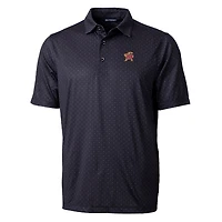 Men's Cutter & Buck Black Maryland Terrapins Pike Double Dot Print Stretch Polo