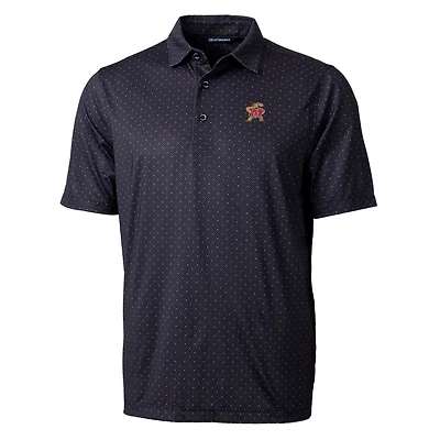 Men's Cutter & Buck Black Maryland Terrapins Pike Double Dot Print Stretch Polo