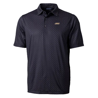 Men's Cutter & Buck Black James Madison Dukes Pike Double Dot Print Stretch Polo