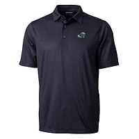 Men's Cutter & Buck Black Tulane Green Wave Pike Double Dot Print Stretch Polo