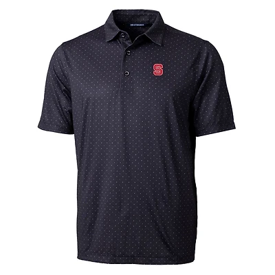 Men's Cutter & Buck Black NC State Wolfpack Pike Double Dot Print Stretch Polo