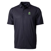 Men's Cutter & Buck Black Marshall Thundering Herd Pike Double Dot Print Stretch Polo